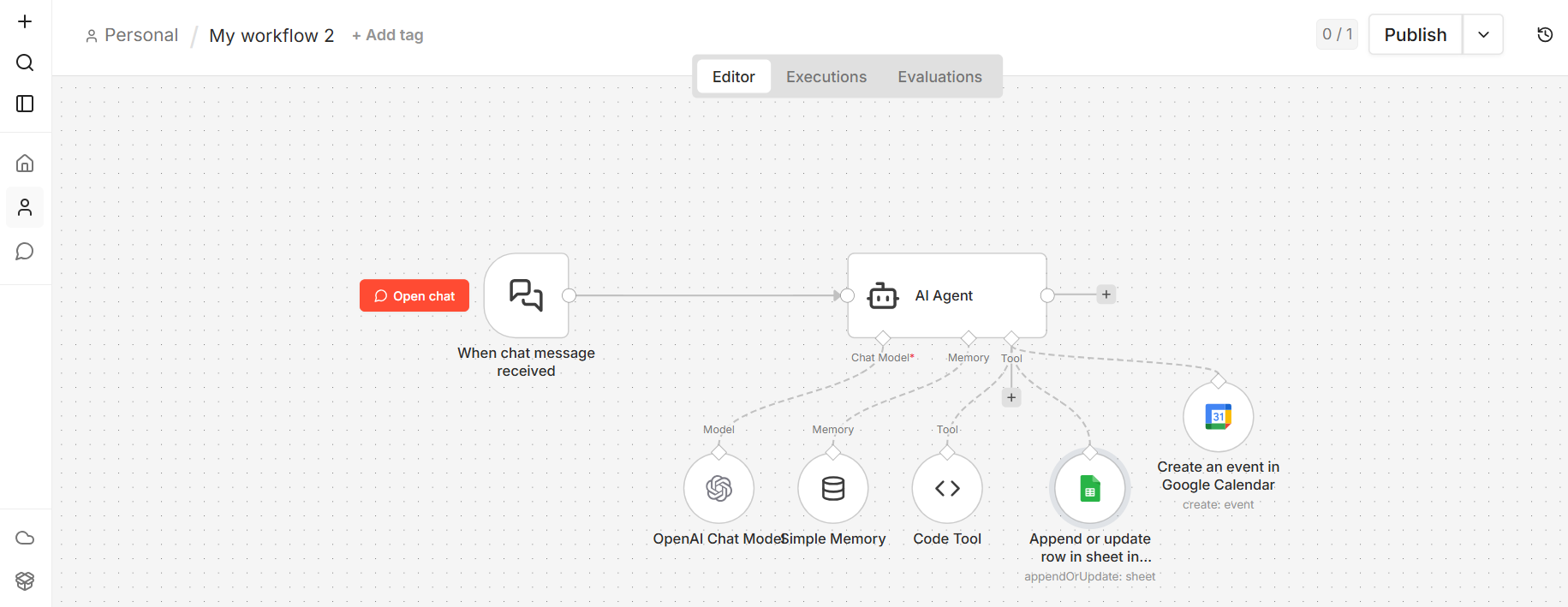 AI Agent Workflow — Calendar & Sheets Automation